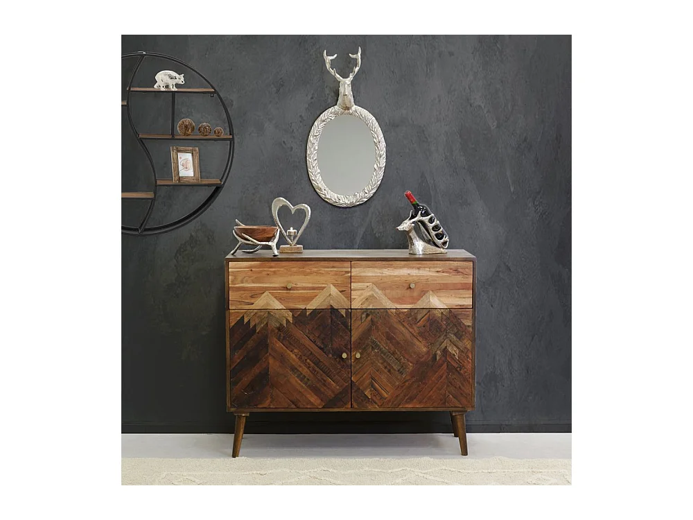 Corbeille en manguier avec bois de cerf en aluminium