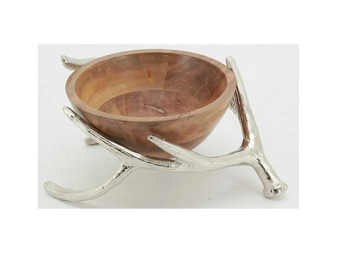 Corbeille en manguier avec bois de cerf en aluminium
