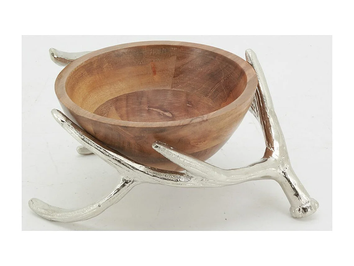 Corbeille en manguier avec bois de cerf en aluminium