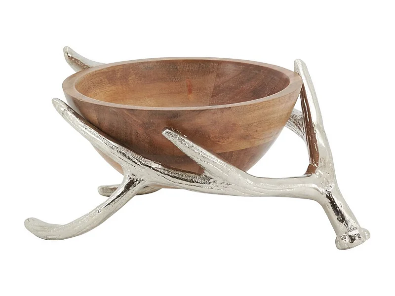 Corbeille en manguier avec bois de cerf en aluminium