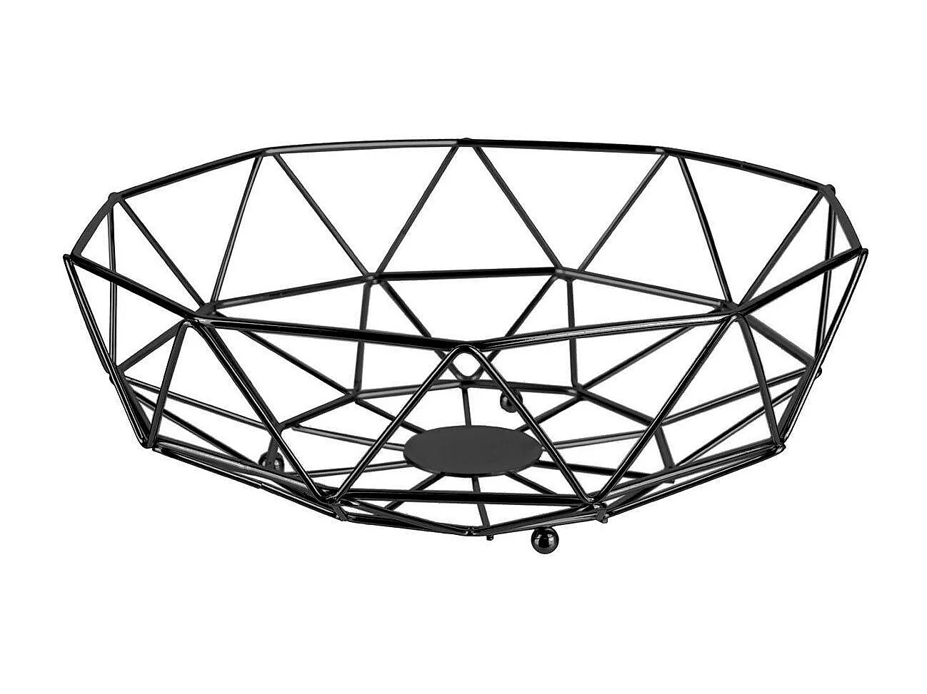 Cestino in filo metallico geometrico 26 cm Nero