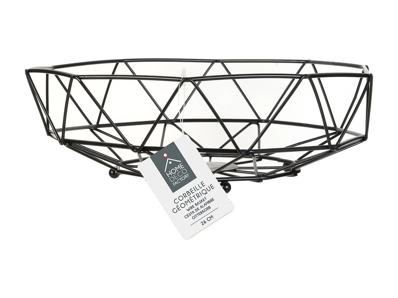 Cestino in filo metallico geometrico 26 cm Nero