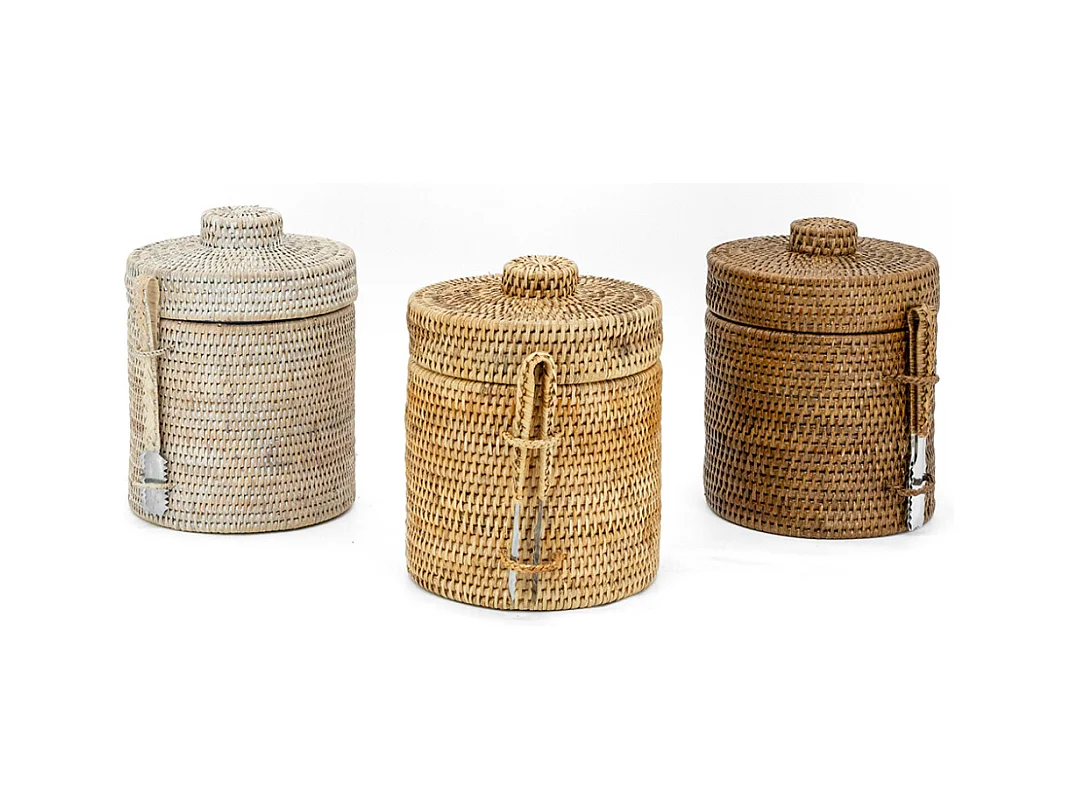 Seau à glace en rotin avec pince