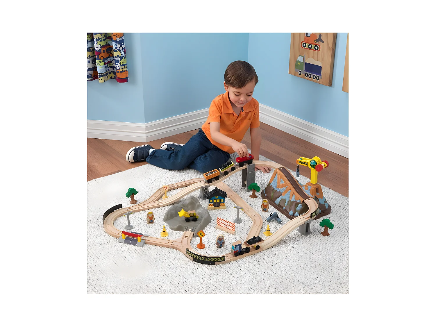 Circuit de train en bois enfant Bucket top