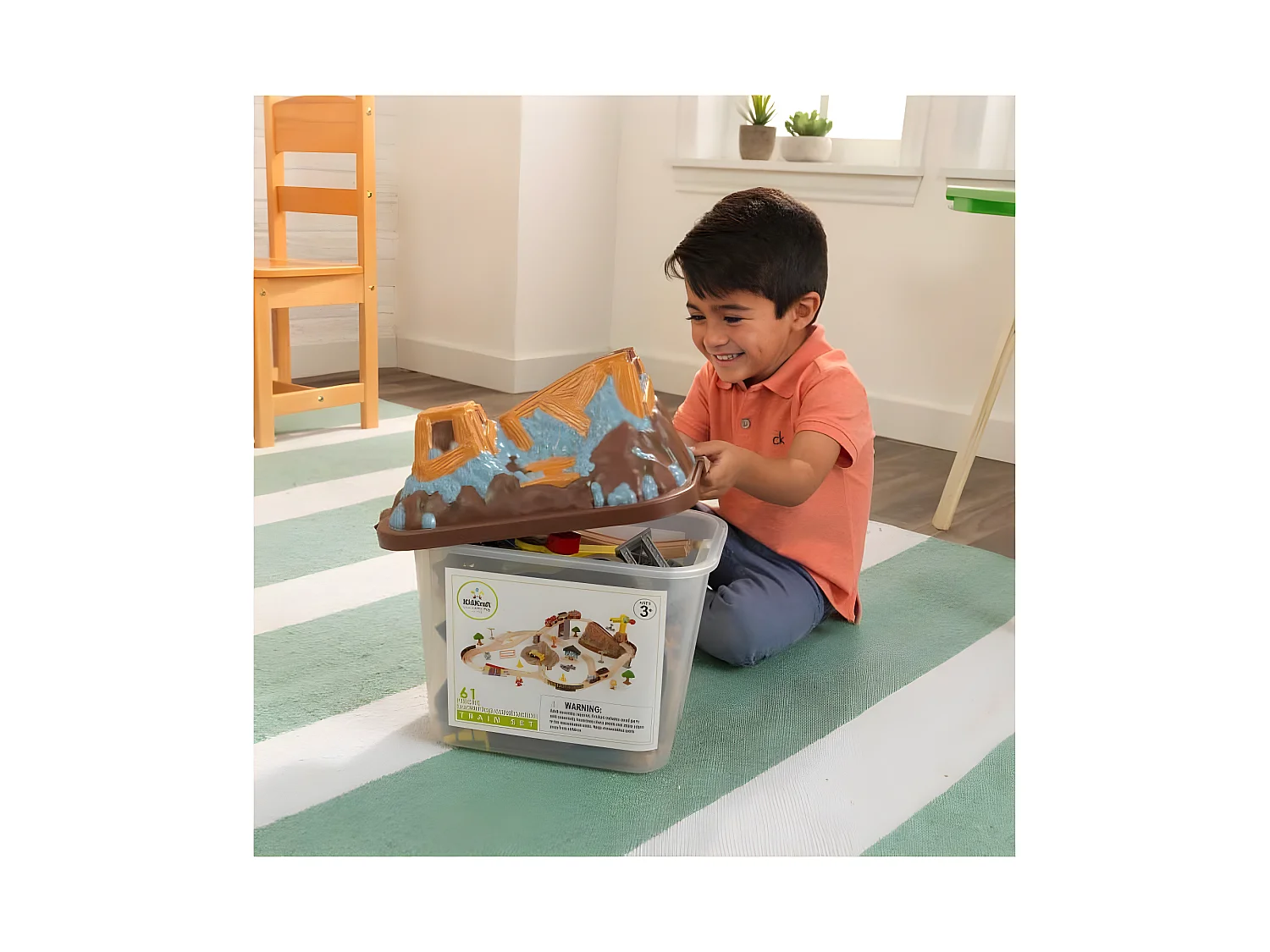 Circuit de train en bois enfant Bucket top