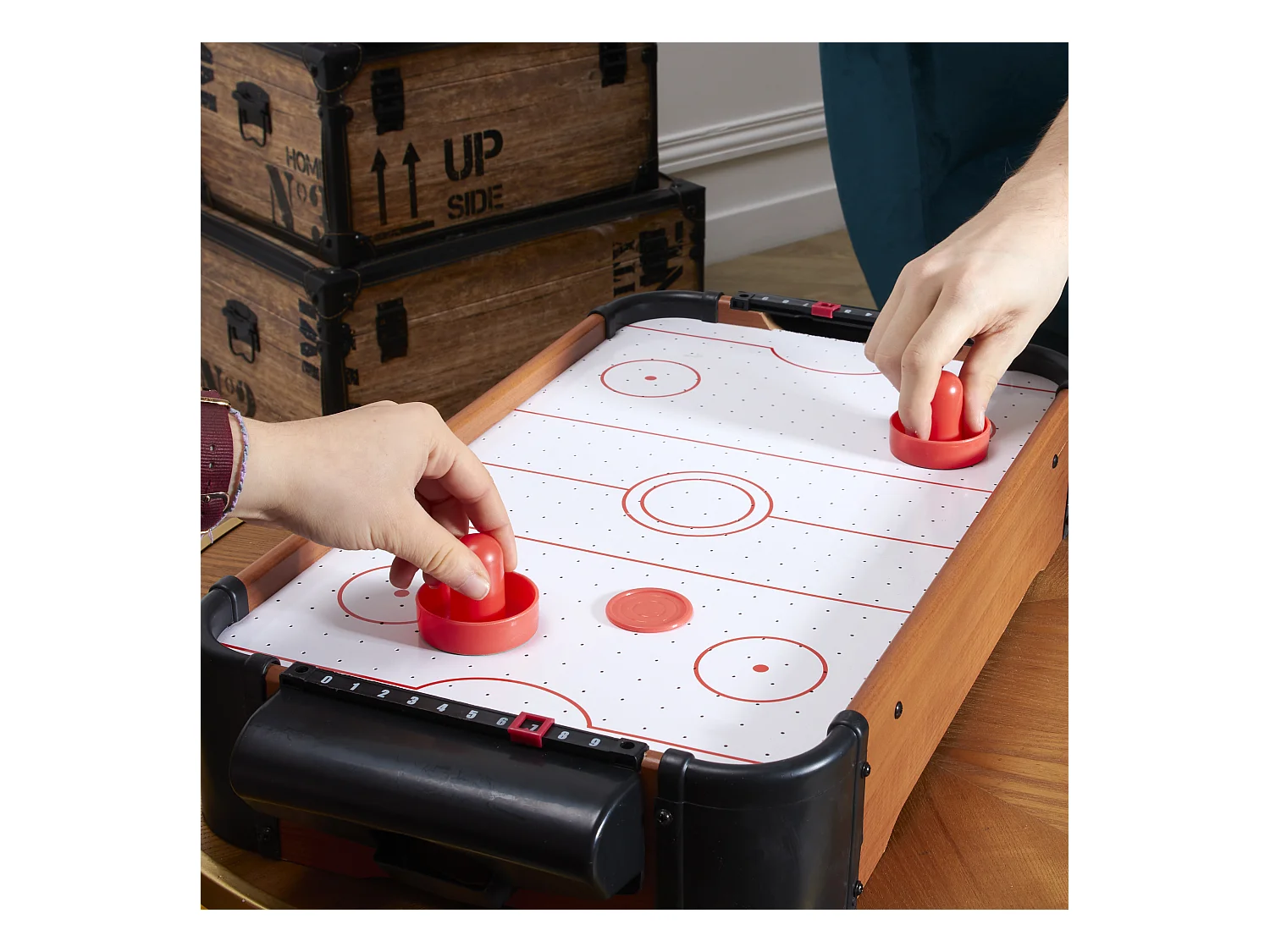 Jeu De Table Hockey Noir, Marron, Blanc
