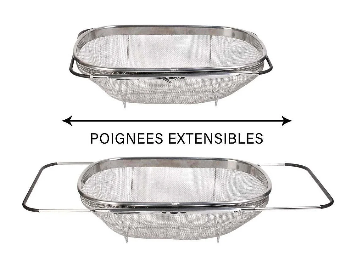 Vergiet met Uitschuifbare Handvatten van Roestvrij Staal - Verstelbare Maat voor Gootsteen
