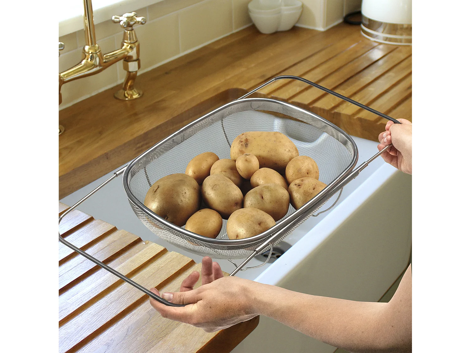 Passoire A Poignees Extensibles Argent