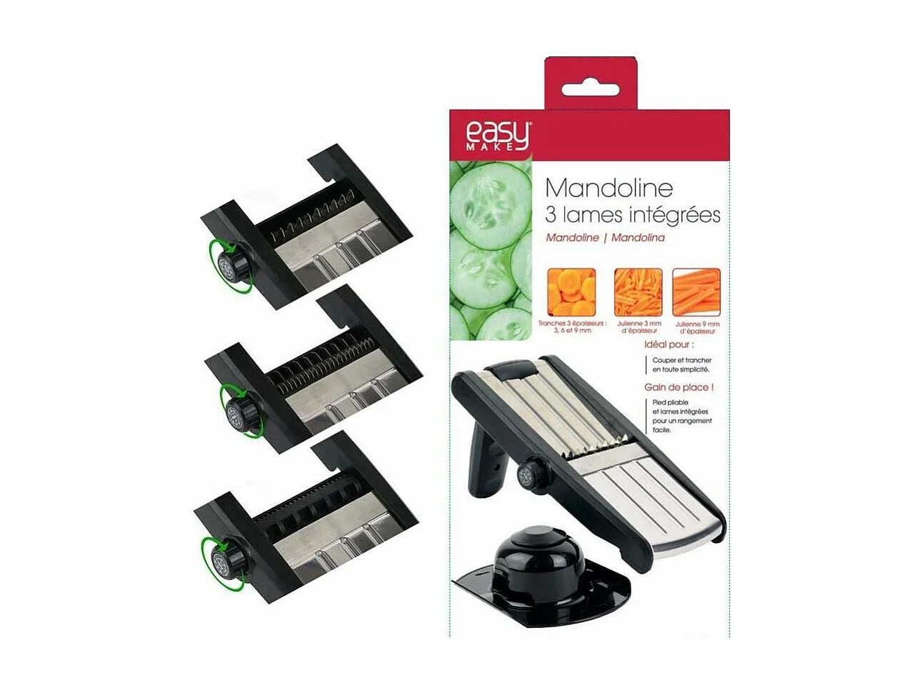 Mandoline avec lames en acier inoxydable Rouge