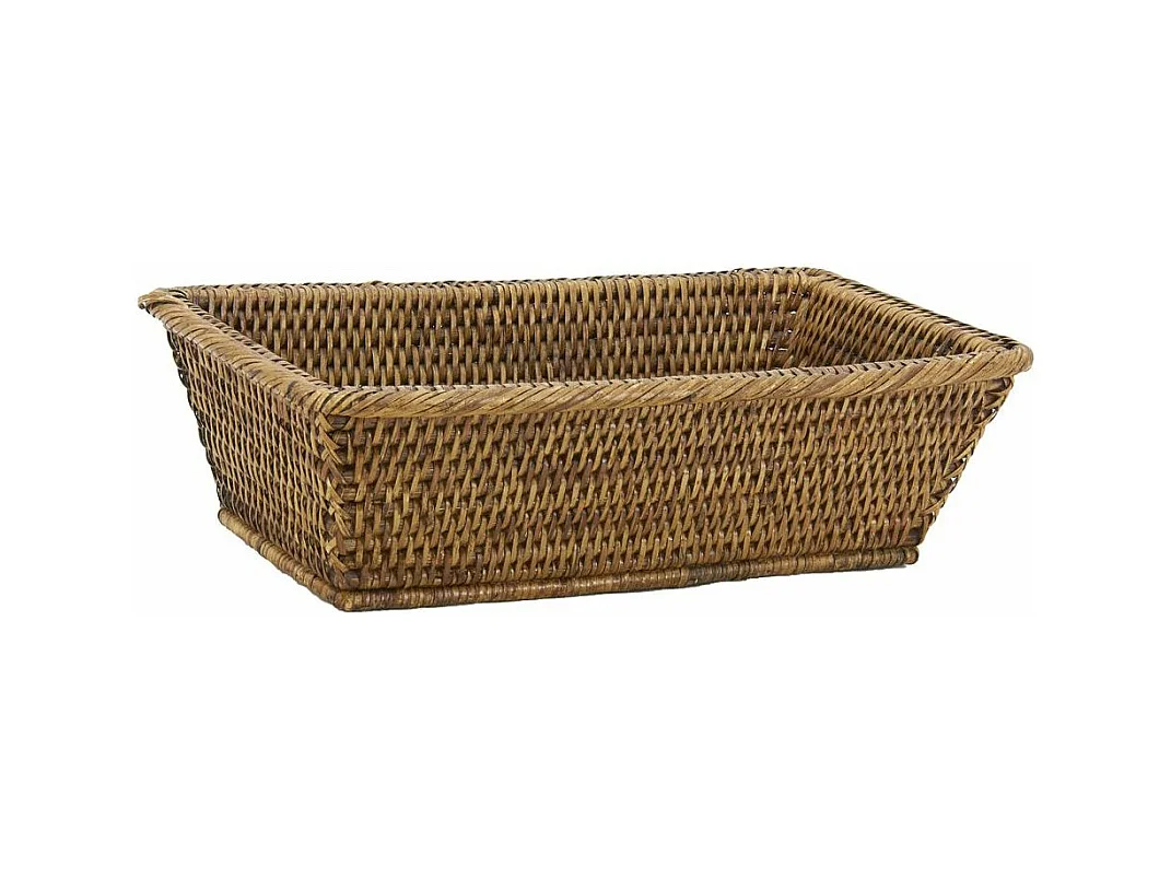 Corbeille rectangulaire en rotin antique