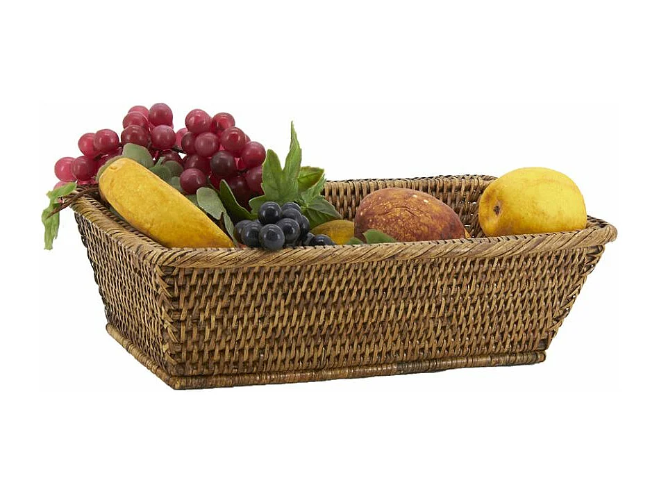 Corbeille rectangulaire en rotin antique