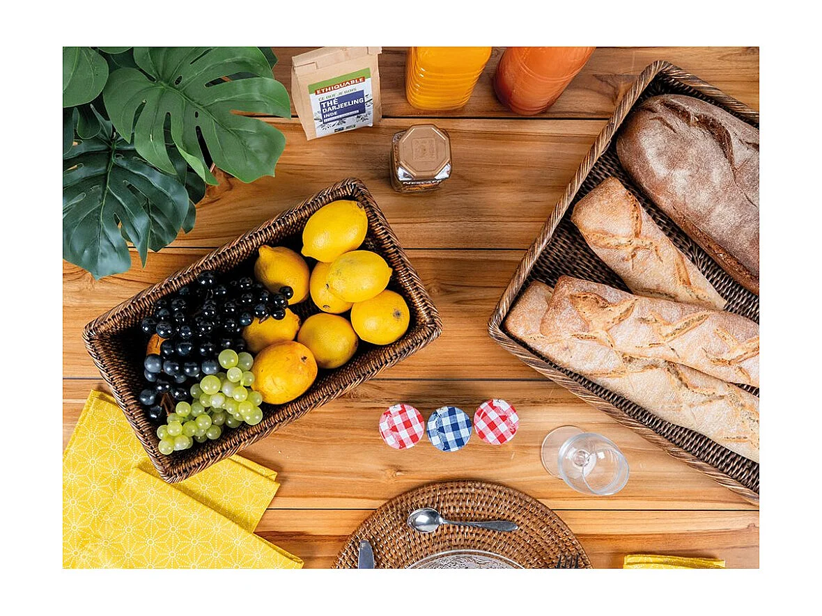 Corbeille rectangulaire en rotin antique