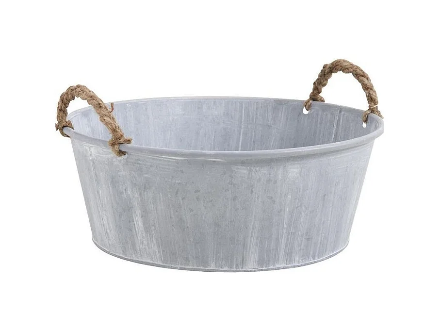 Corbeille en zinc et anses en corde