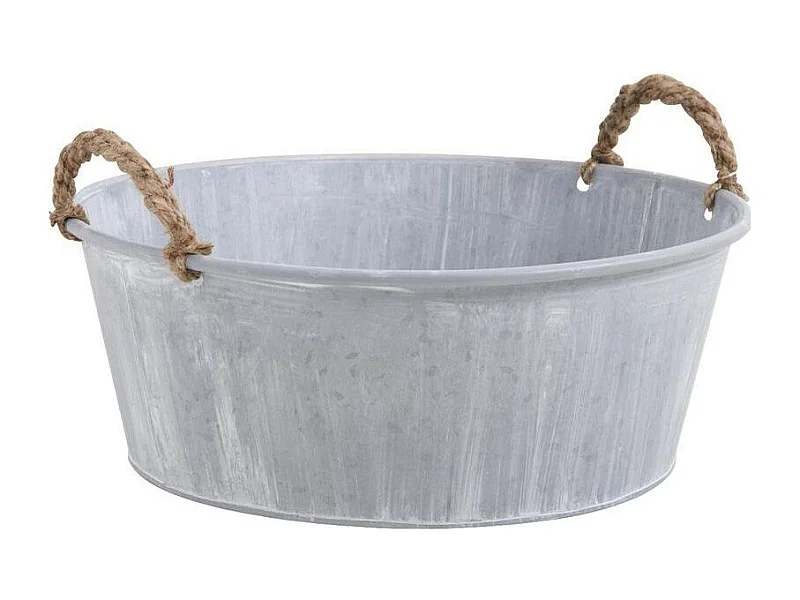 Corbeille en zinc et anses en corde