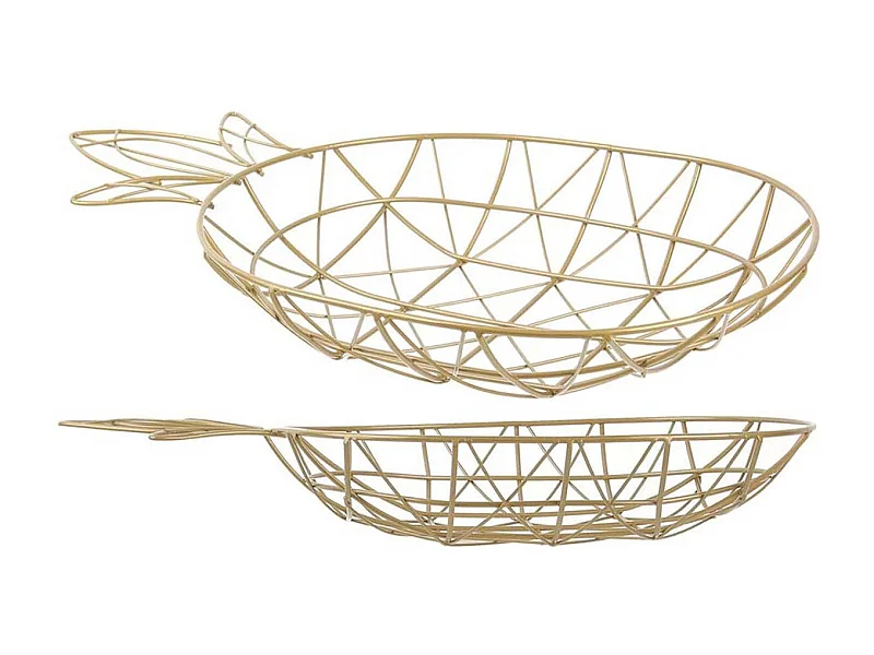 Corbeille filaire ananas doré (Lot de 2)