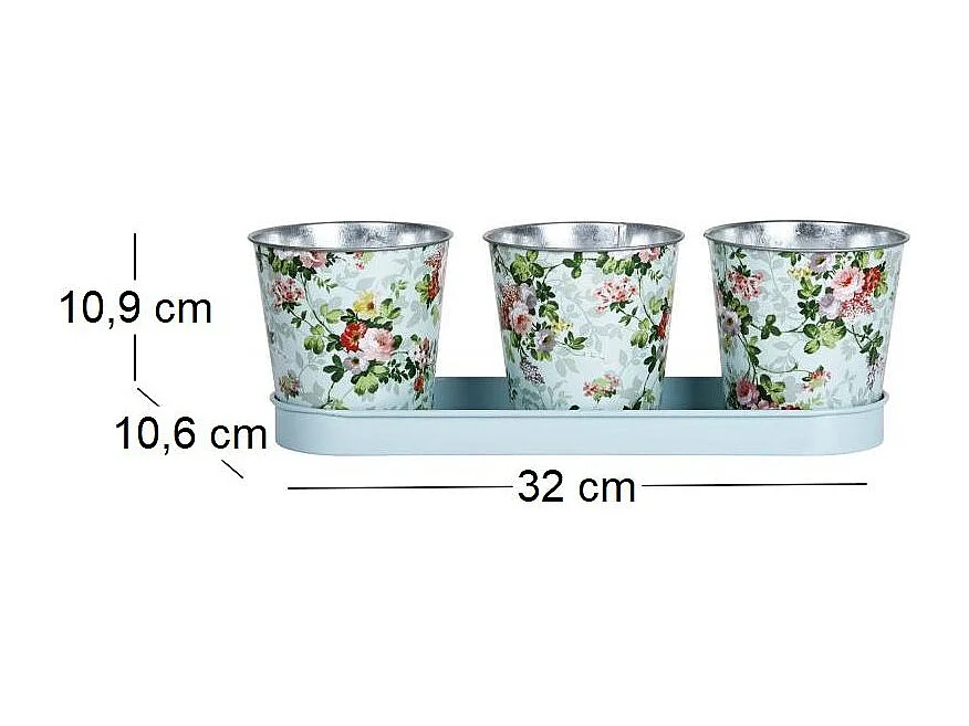 Blumenkasten mit 3 Töpfen Roses