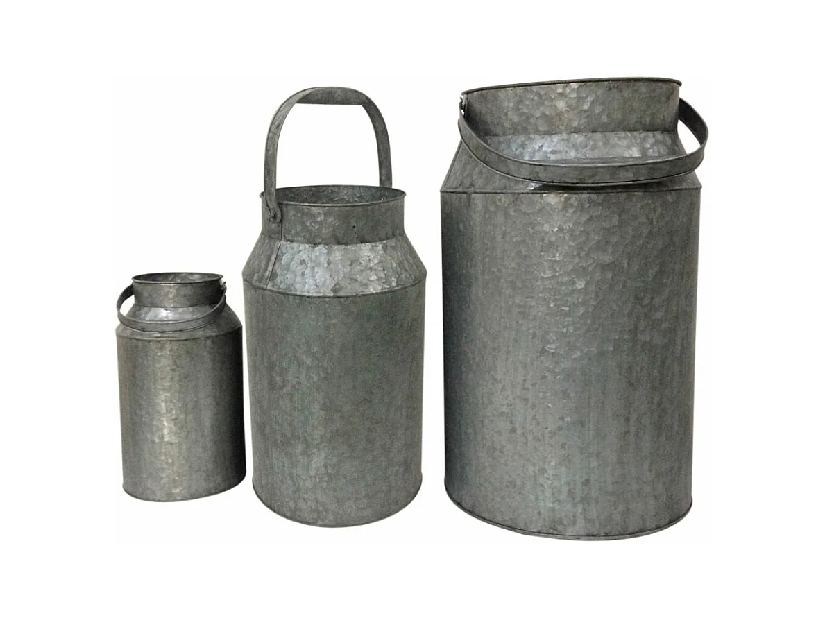 Bidon à lait en zinc lourd (Lot de 3)