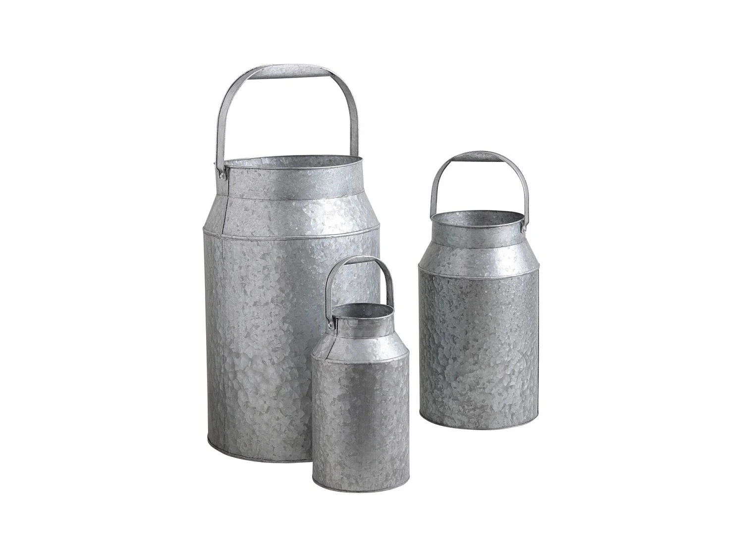 Bidon à lait en zinc lourd (Lot de 3)