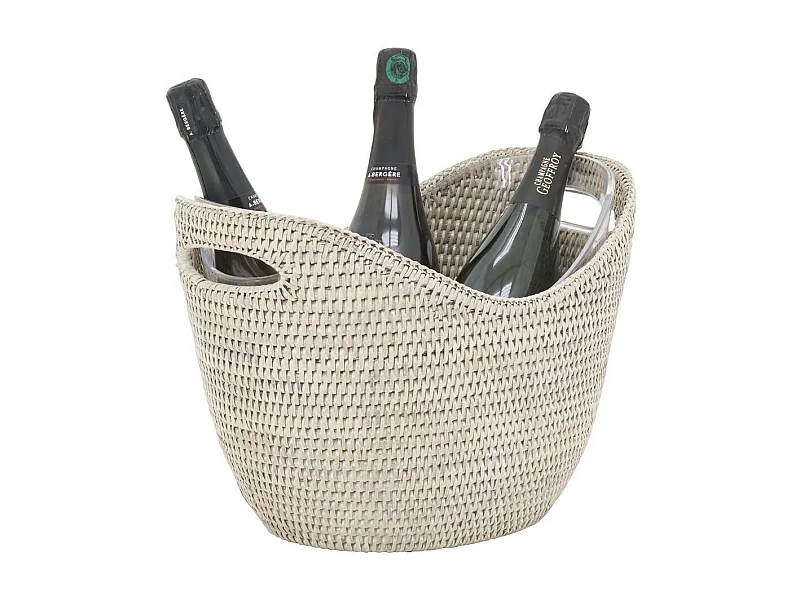 Rafraichisseur en rotin Rotin patiné blanc + Plexiglas