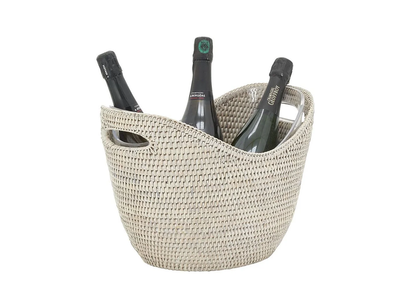 Rafraichisseur en rotin Rotin patiné blanc + Plexiglas