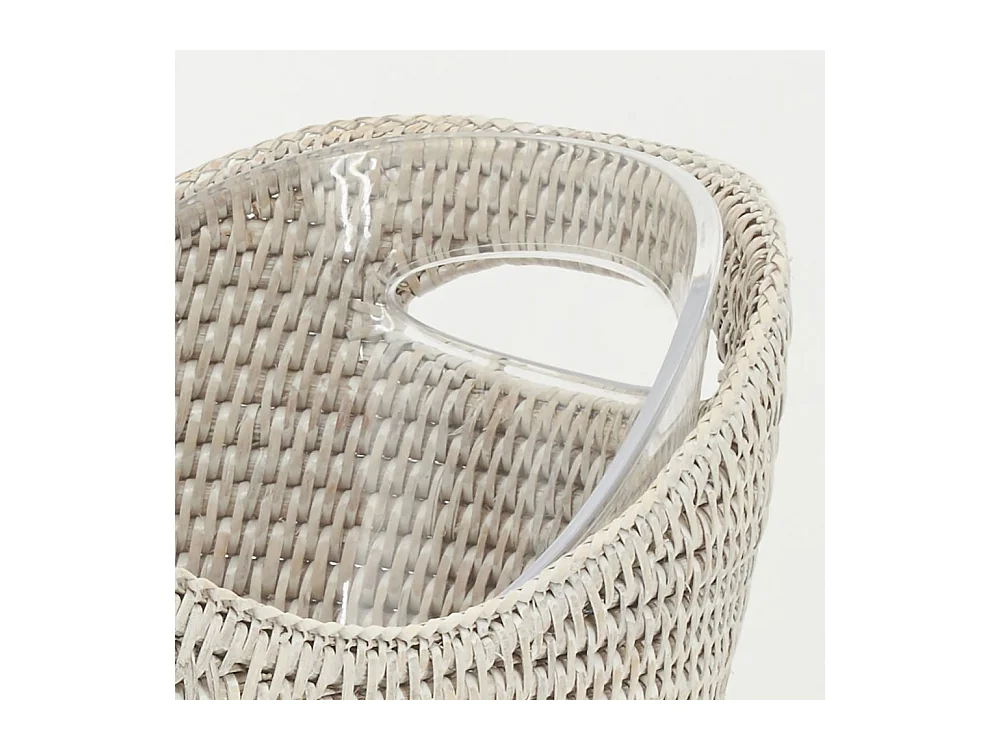 Rafraichisseur en rotin Rotin patiné blanc + Plexiglas