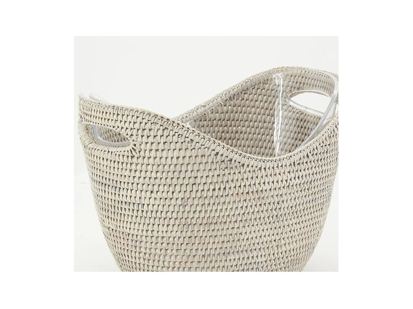 Rafraichisseur en rotin Rotin patiné blanc + Plexiglas