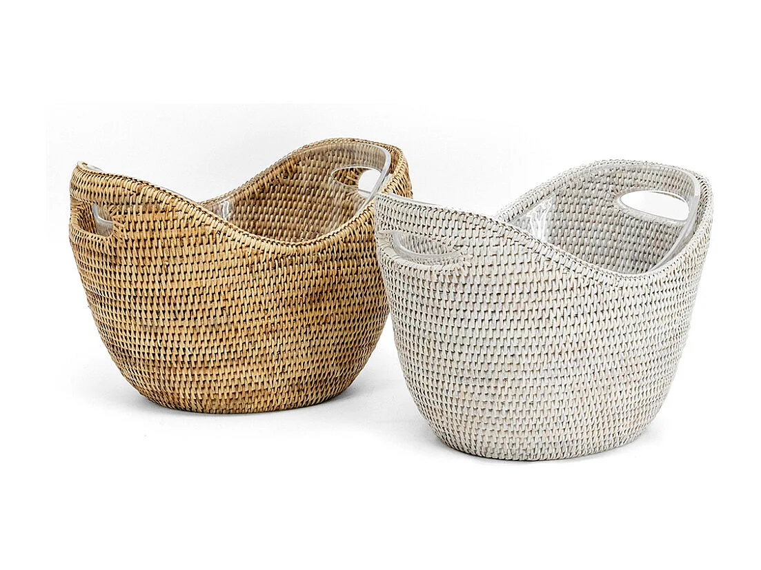 Rafraichisseur en rotin Rotin patiné blanc + Plexiglas