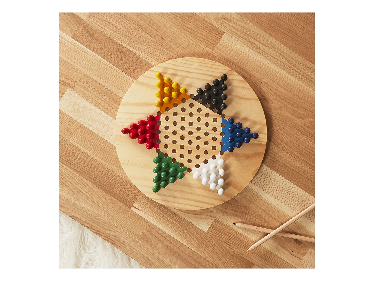 Jeu De Dames Chinoises En Bois Rouge, Jaune, Bleu, Noir, Vert, Blanc