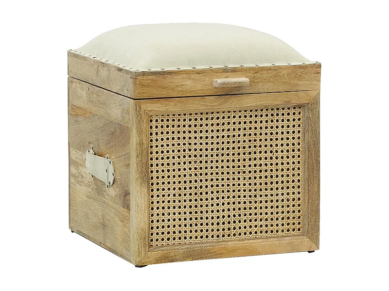 Coffre pouf carré en manguier