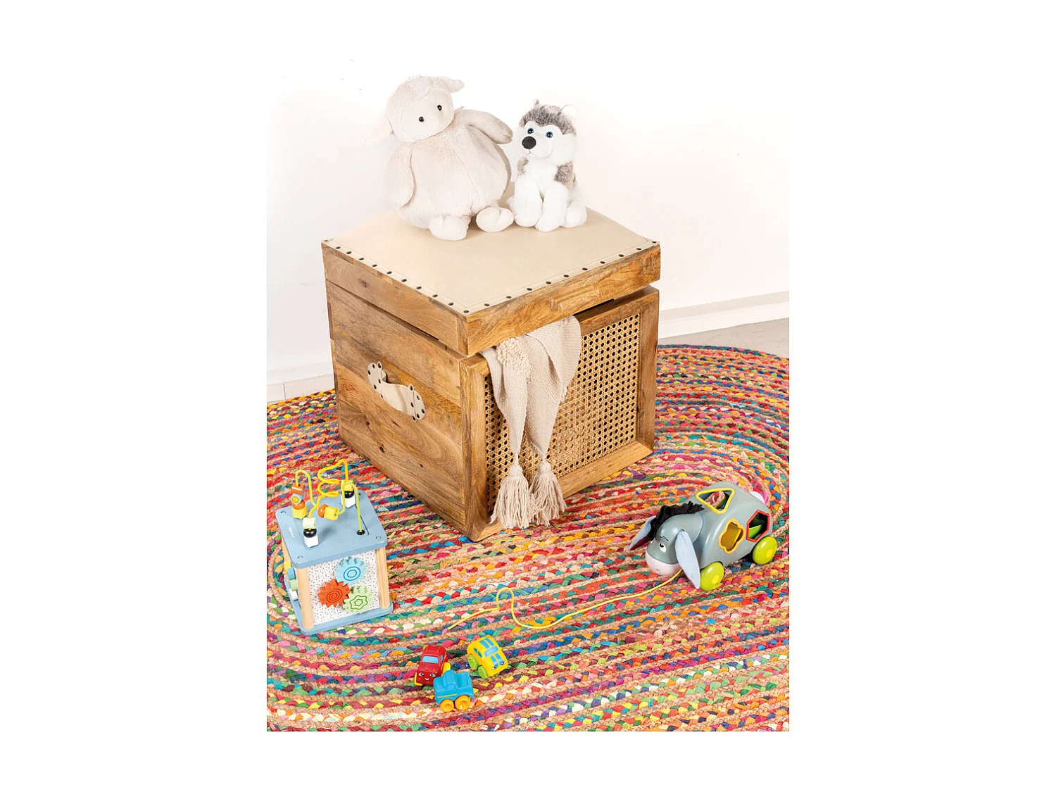 Coffre pouf carré en manguier