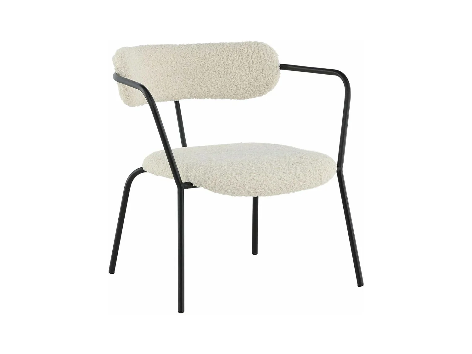 Fauteuil Design Bouclette "Duffy" 69cm Blanc Cassé