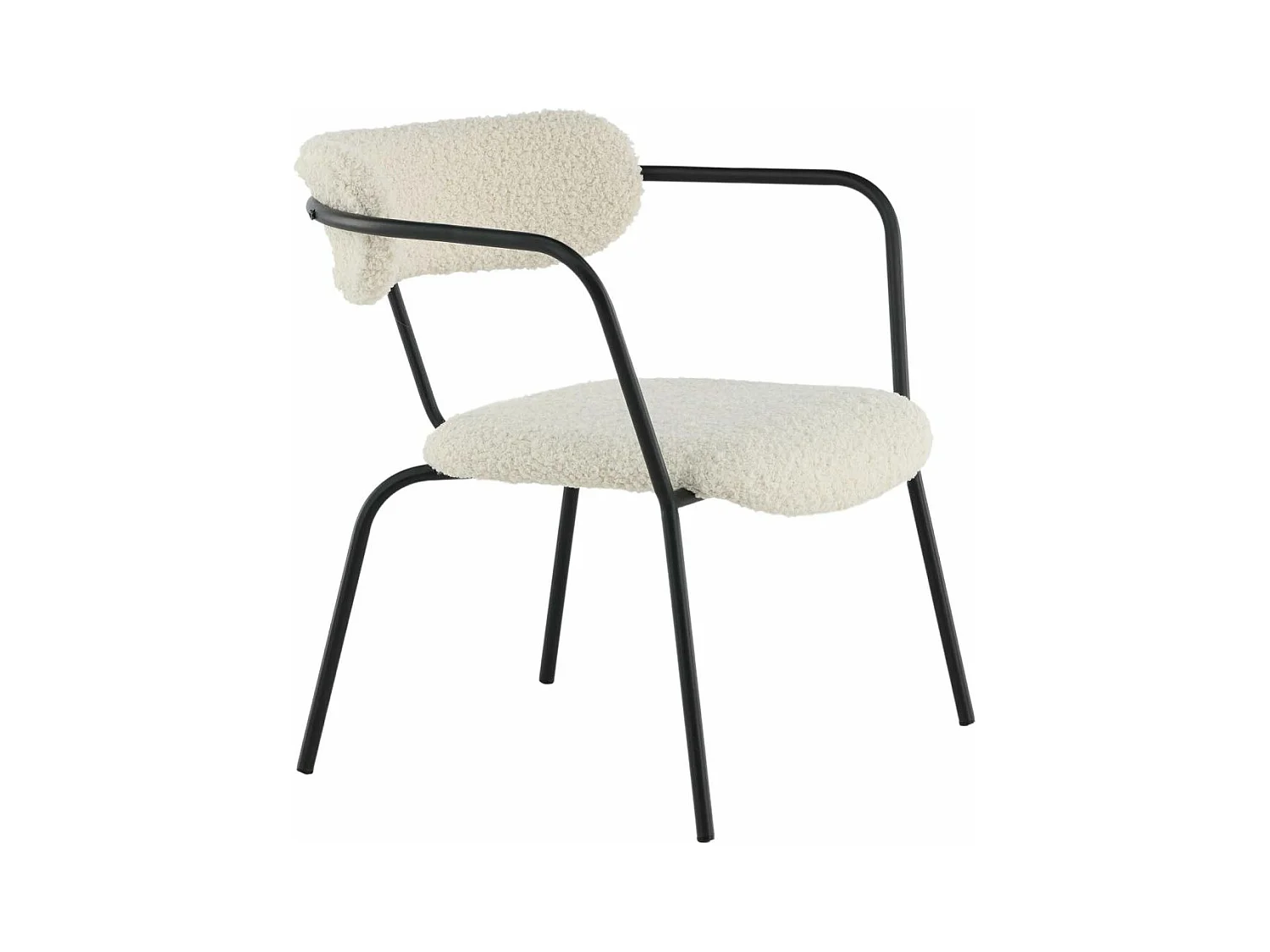 Fauteuil Design Bouclette "Duffy" 69cm Blanc Cassé