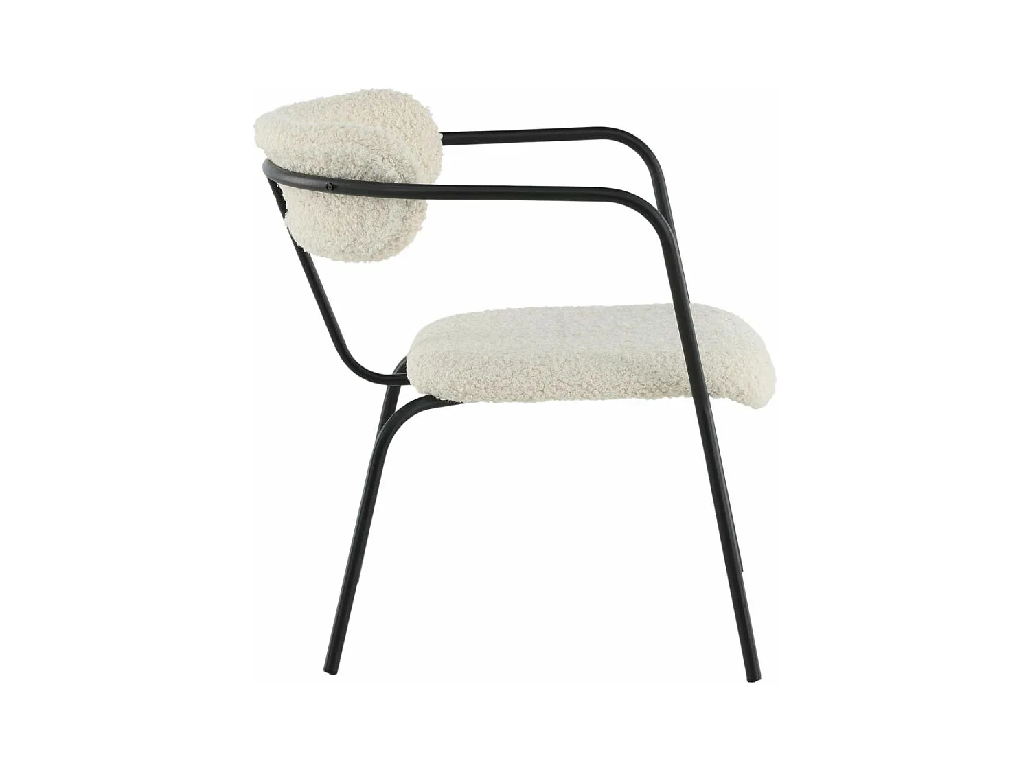 Fauteuil Design Bouclette "Duffy" 69cm Blanc Cassé