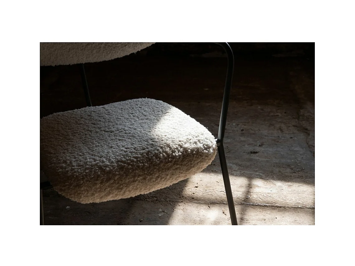 Fauteuil Design Bouclette "Duffy" 69cm Blanc Cassé