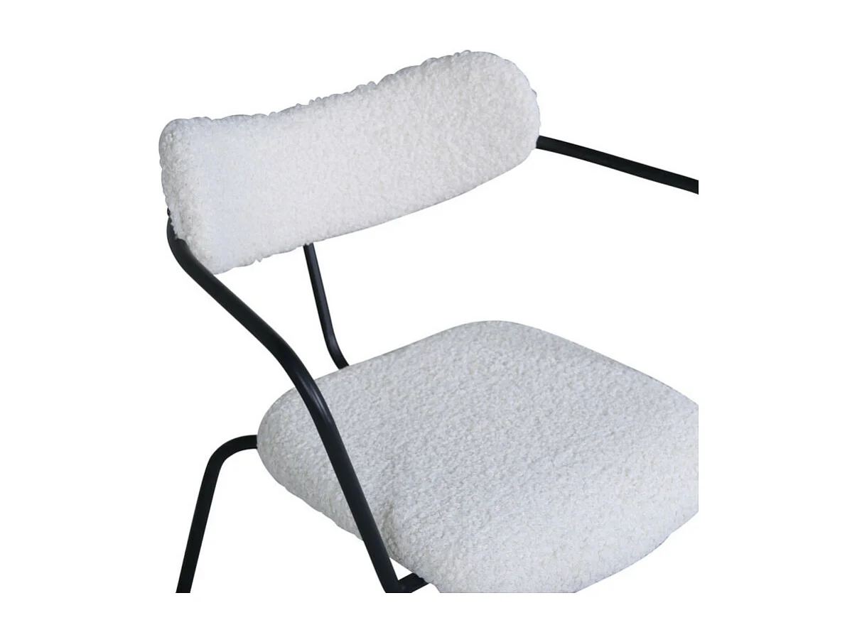 Fauteuil Design Bouclette "Duffy" 69cm Blanc Cassé