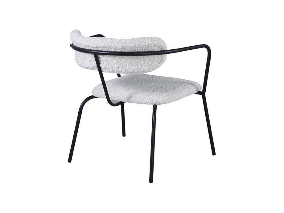 Fauteuil Design Bouclette "Duffy" 69cm Blanc Cassé