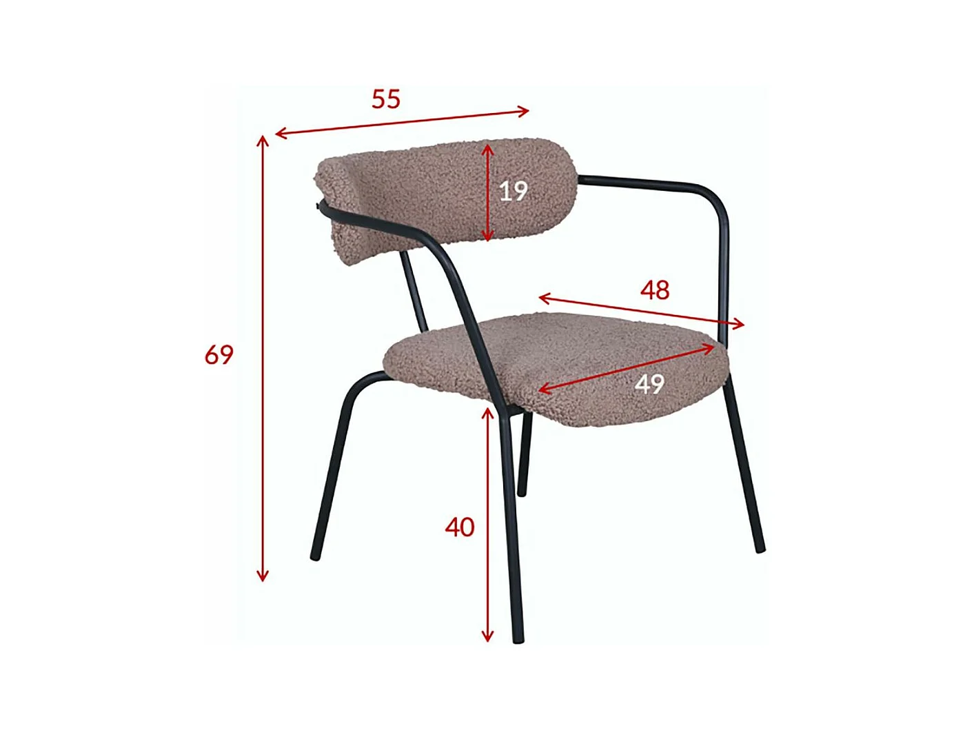 Fauteuil Design Bouclette "Duffy" 69cm Blanc Cassé
