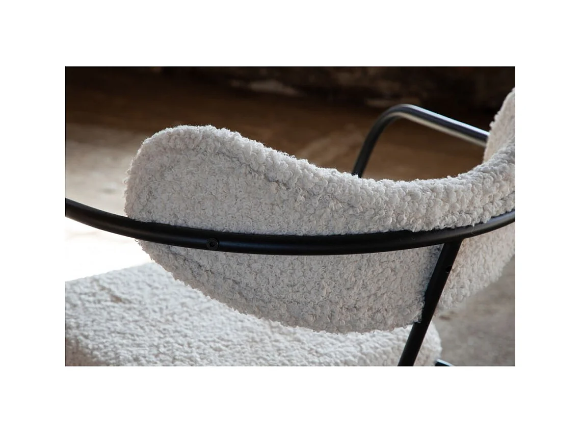 Fauteuil Design Bouclette "Duffy" 69cm Blanc Cassé