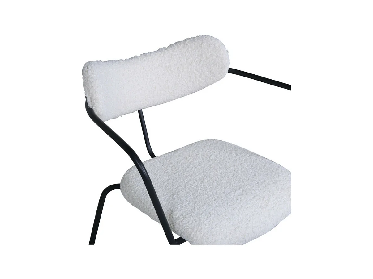 Fauteuil Design Bouclette "Duffy" 69cm Blanc Cassé