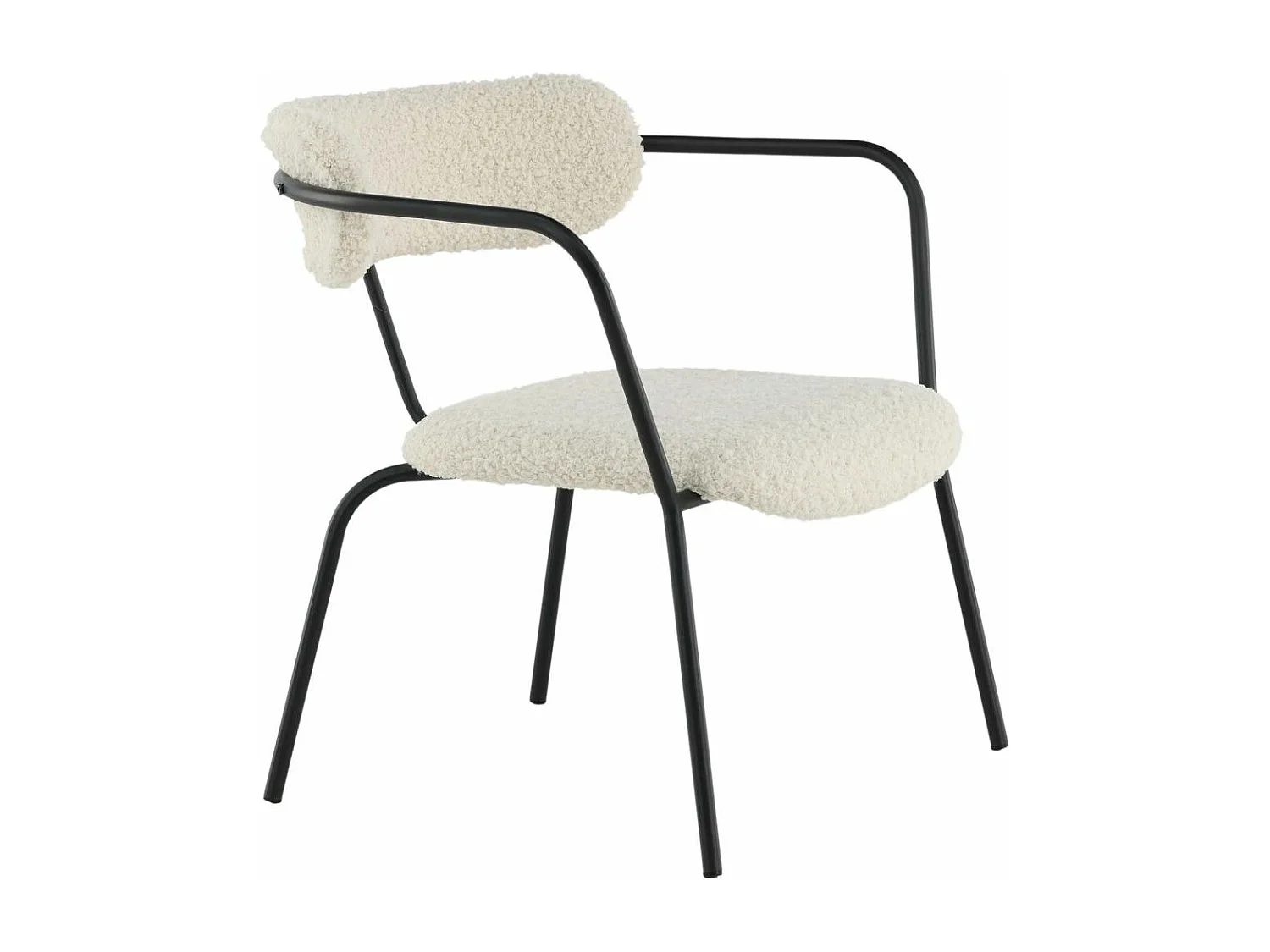Fauteuil Design Bouclette "Duffy" 69cm Blanc Cassé