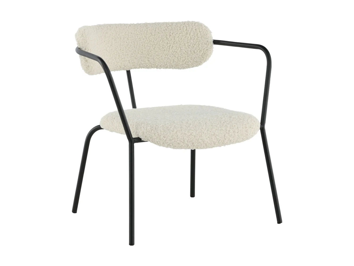Fauteuil Design Bouclette "Duffy" 69cm Blanc Cassé