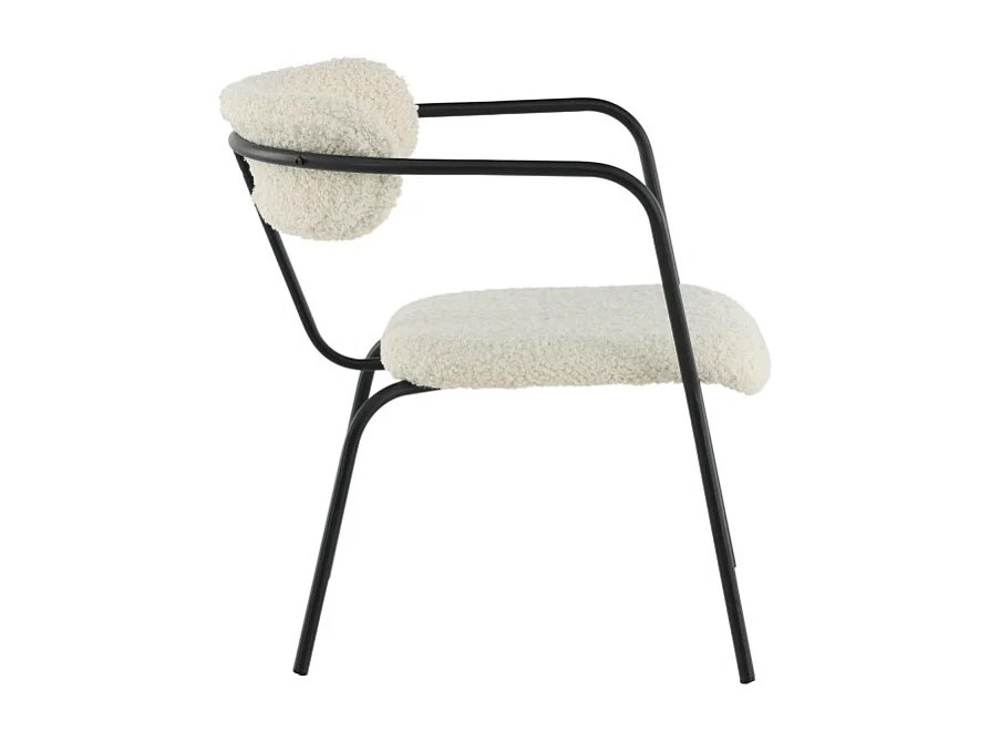 Fauteuil Design Bouclette "Duffy" 69cm Blanc Cassé