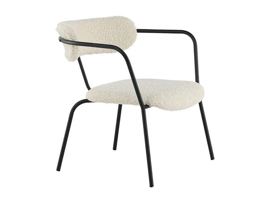 Fauteuil Design Bouclette "Duffy" 69cm Blanc Cassé
