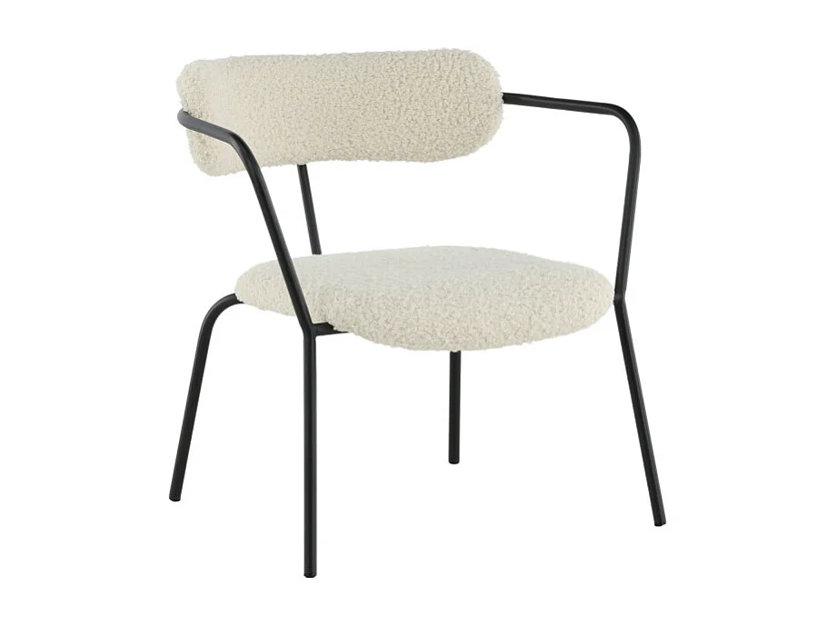 Fauteuil Design Bouclette "Duffy" 69cm Blanc Cassé