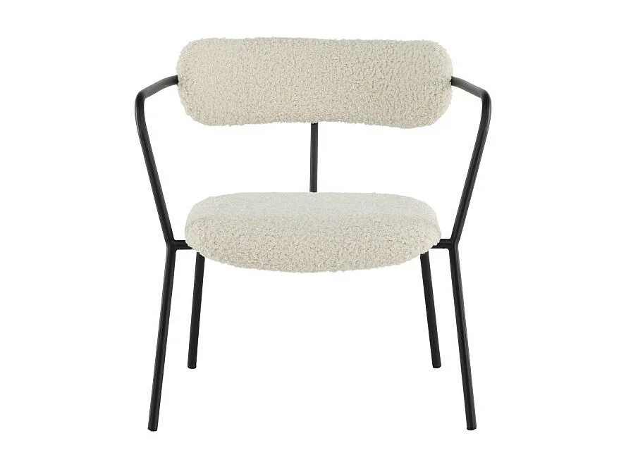 Fauteuil Design Bouclette "Duffy" 69cm Blanc Cassé