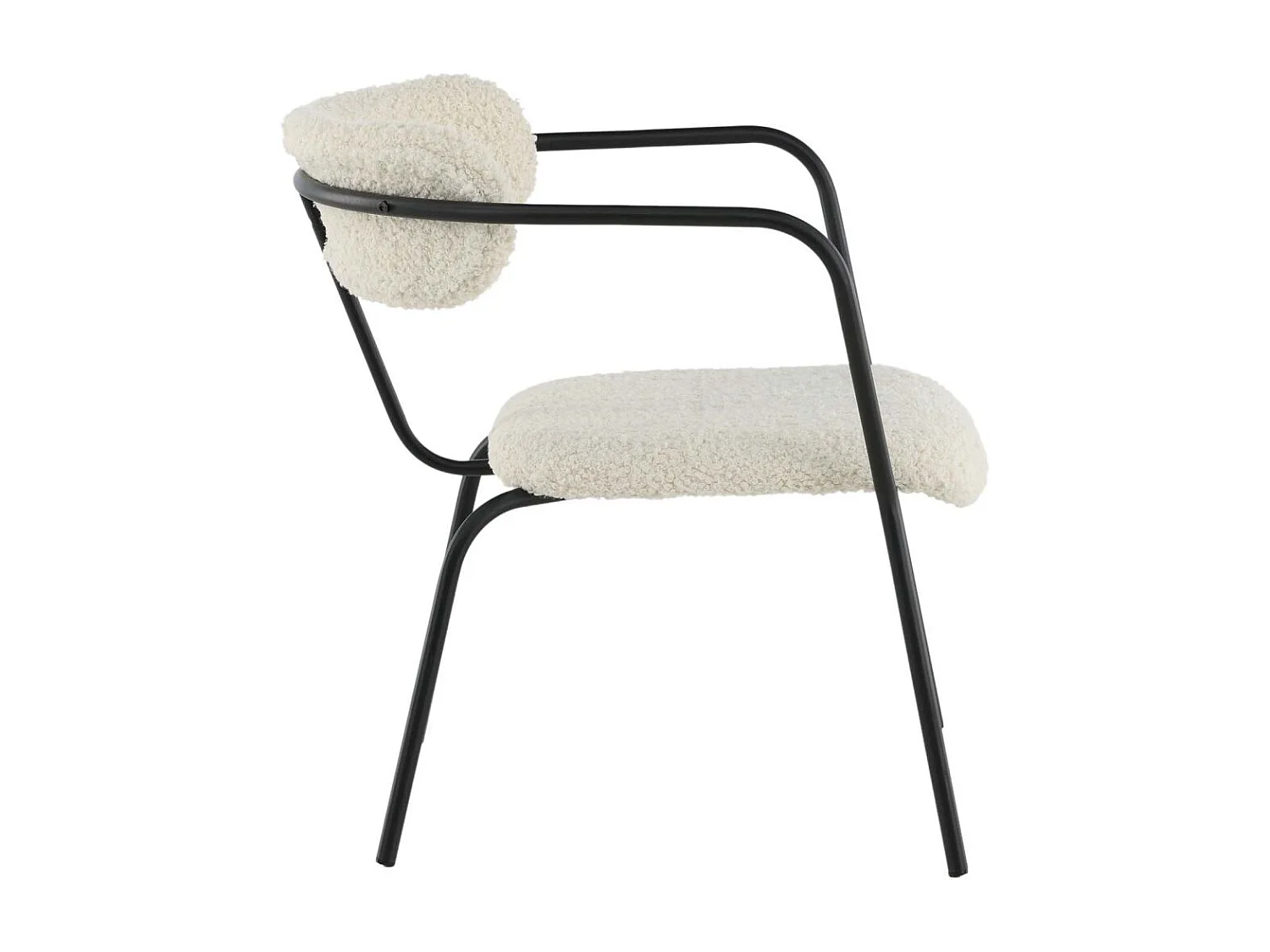 Fauteuil Design Bouclette "Duffy" 69cm Blanc Cassé