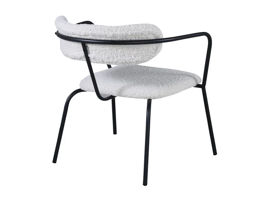 Fauteuil Design Bouclette "Duffy" 69cm Blanc Cassé