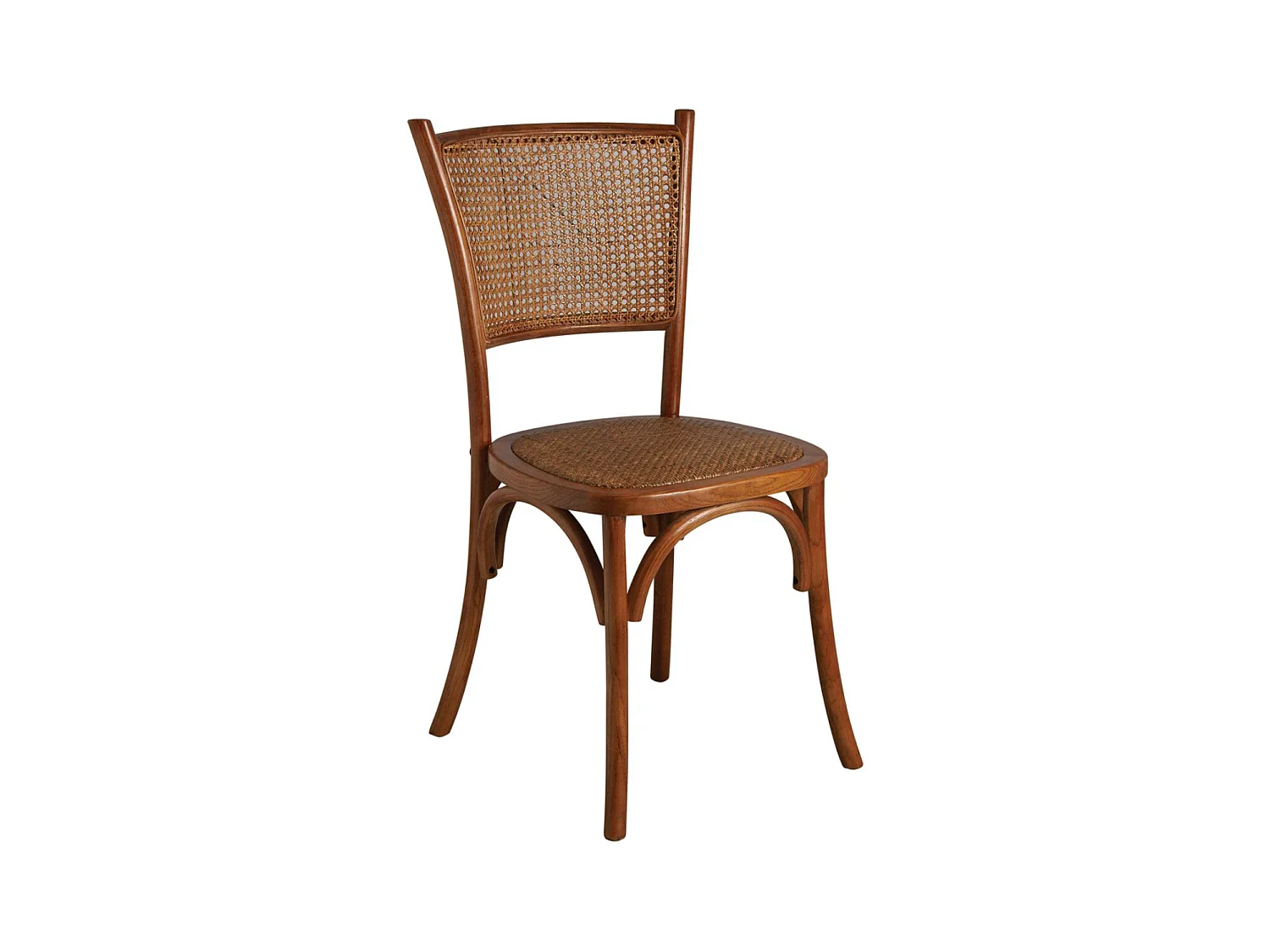 Chaise en hêtre et rotin avec dossier en cannage unitaire