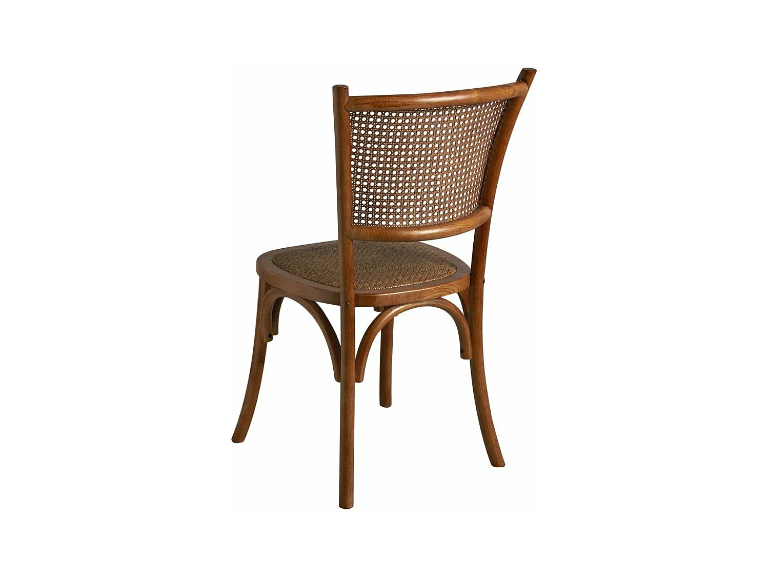 Chaise en hêtre et rotin avec dossier en cannage unitaire