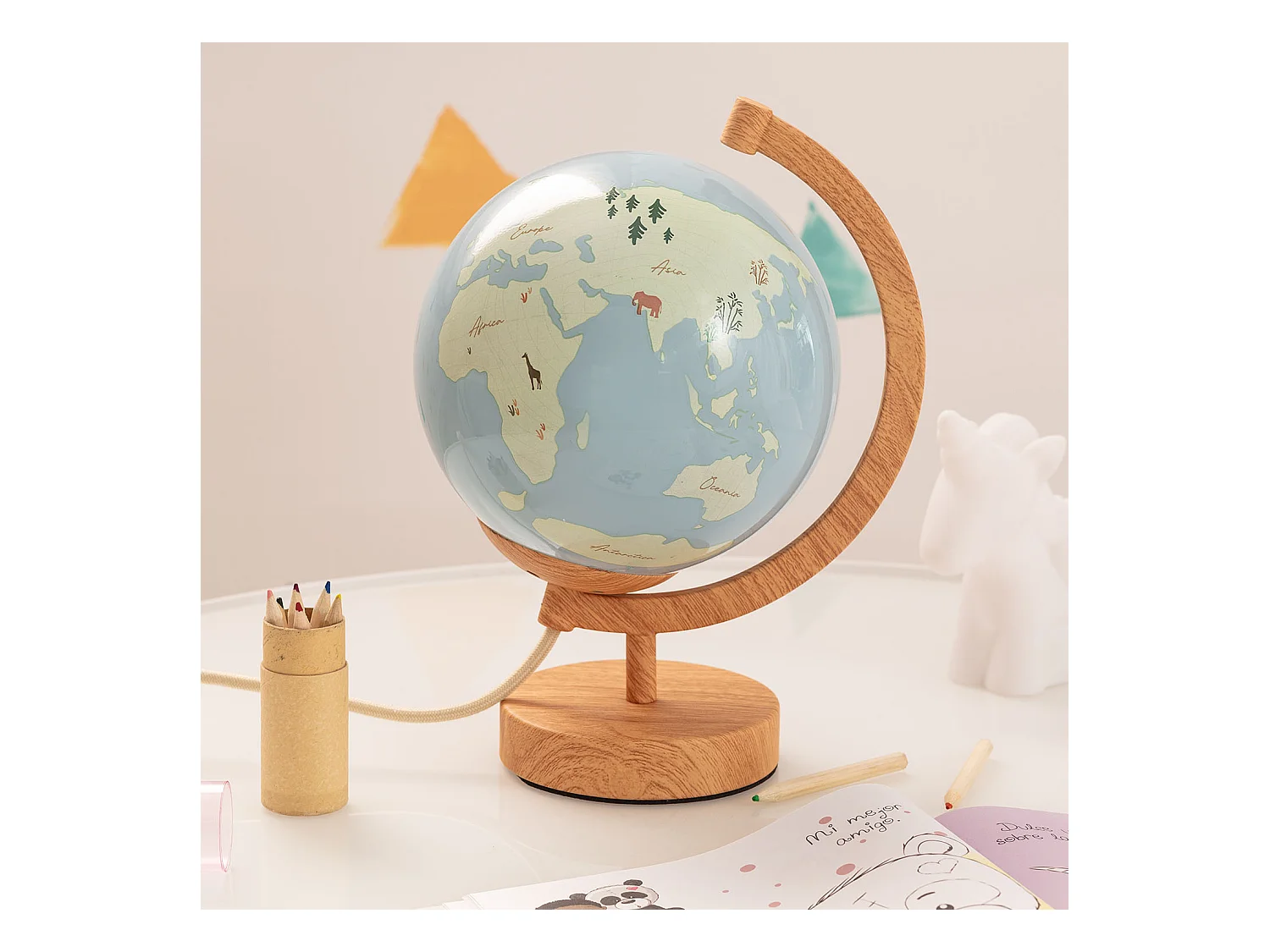 Lámpara de Mesa Bola Mundo Marrón claro